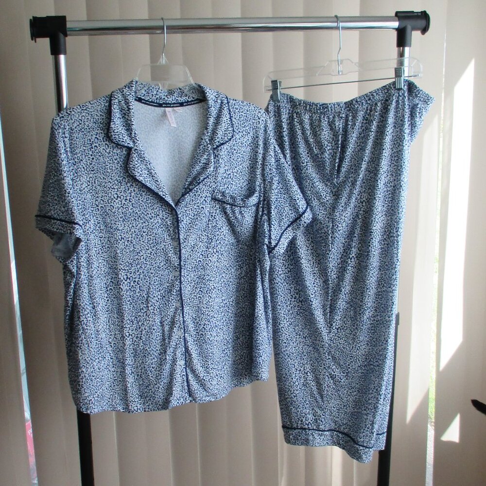 Joyspun Pajamas Capri Pant - 3X Plus - navy/white animal print